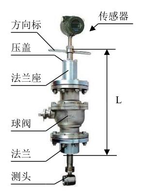 插(chā)入式渦(wō)街(jiē)流(liú)量計外(wài)形尺寸圖(tú)