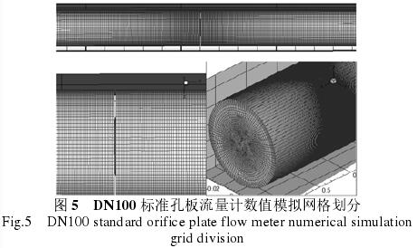 dn100标準孔闆(pǎn)流量計數值(zhí)模(mó)拟網格(gé)劃(huà)分圖(tú)