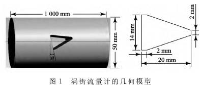 渦街流量計(jì)的幾何模型圖(tú)示