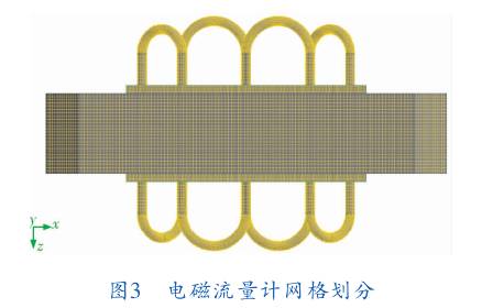 電(diàn)磁流(liú)量計(jì)網格劃(huà)分圖示(shì)