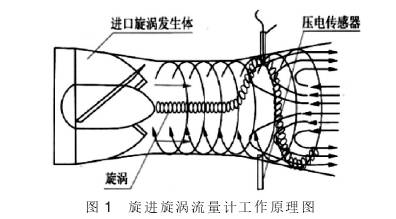 旋進漩渦流(liú)量計(jì)工作原理(lǐ)圖示