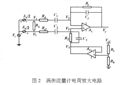 渦(wō)街流量計(jì)電荷放大電路(lù)圖示