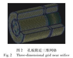 孔(kǒng)闆流量計附近(jìn)三維(wéi)網格圖