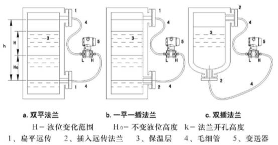 雙插(chā)入筒(tǒng)型法(fǎ)蘭液位變(biàn)送器測量圖